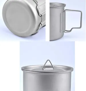 Outdoor pure titanium mug portable folding water cup milk cup(500ML)