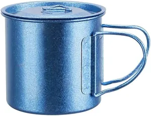 Outdoor pure titanium portable mug camping single-layer coffee cup with lid(Blue)