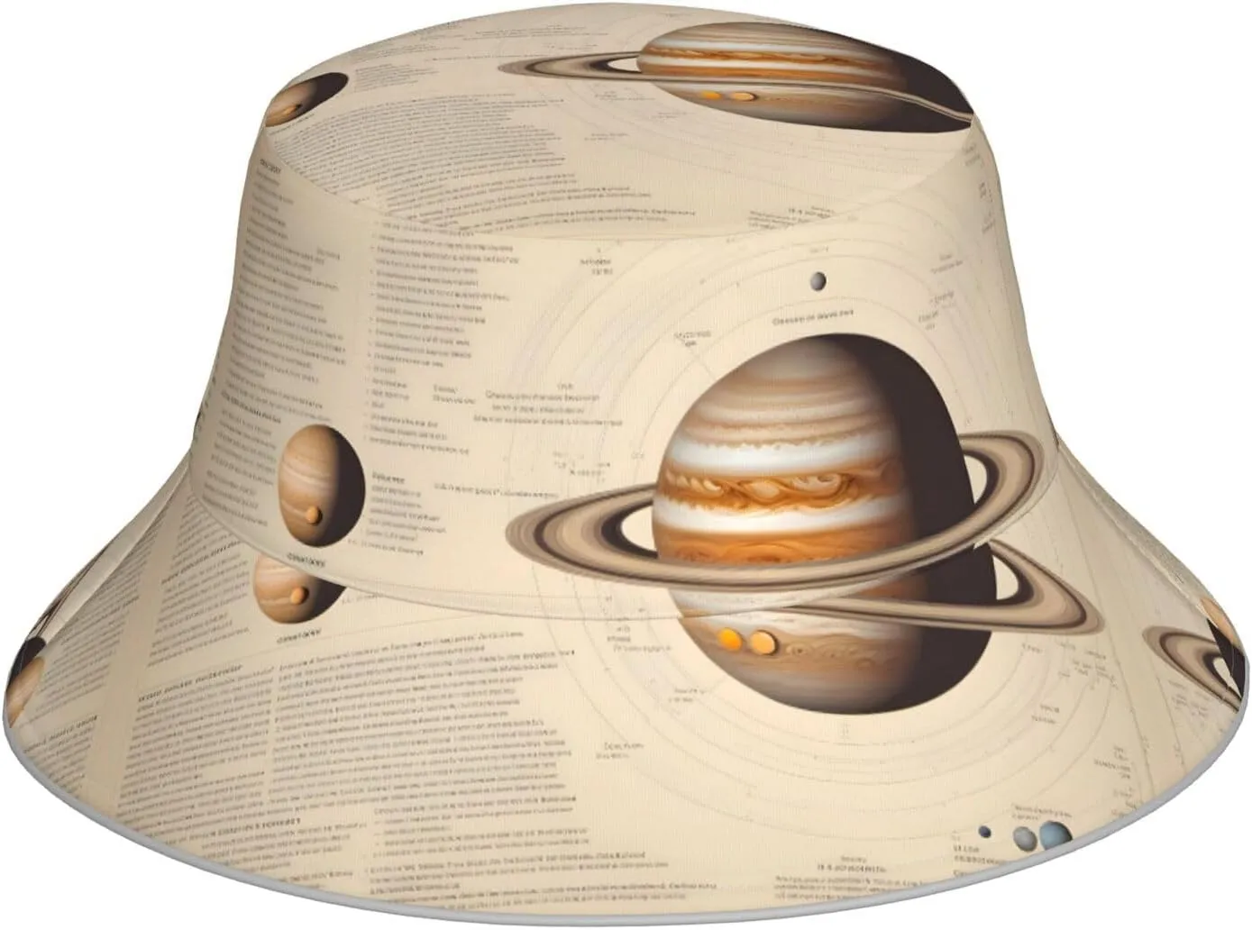 Outdoor Reflective Bucket Hat for Women and Men Protection Headwear for Travel Camping Solar System Jupiter Picture Black, Black, One Size