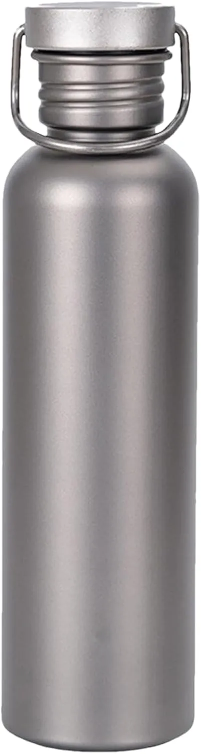 Outdoor Titanium Water Bottle - Lightweight Sports Hydration Cup, Leak-Proof Travel Drinkware | Pure Titanium Camping Bottle for Hiking, Cycling, Trekking, Boiling Water, Portable Adventure Use