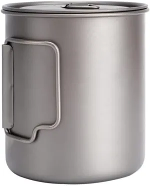 Outdoor titanium water cup coffee cup 750ML suitable for travel and camping household with lid and foldable handle