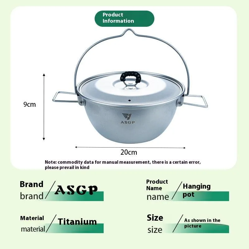 Outdoor Titanium Wok Pure Titanium Camping Pot With Lid Portable
