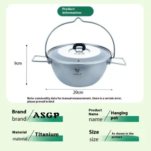 Outdoor Titanium Wok Pure Titanium Camping Pot With Lid Portable