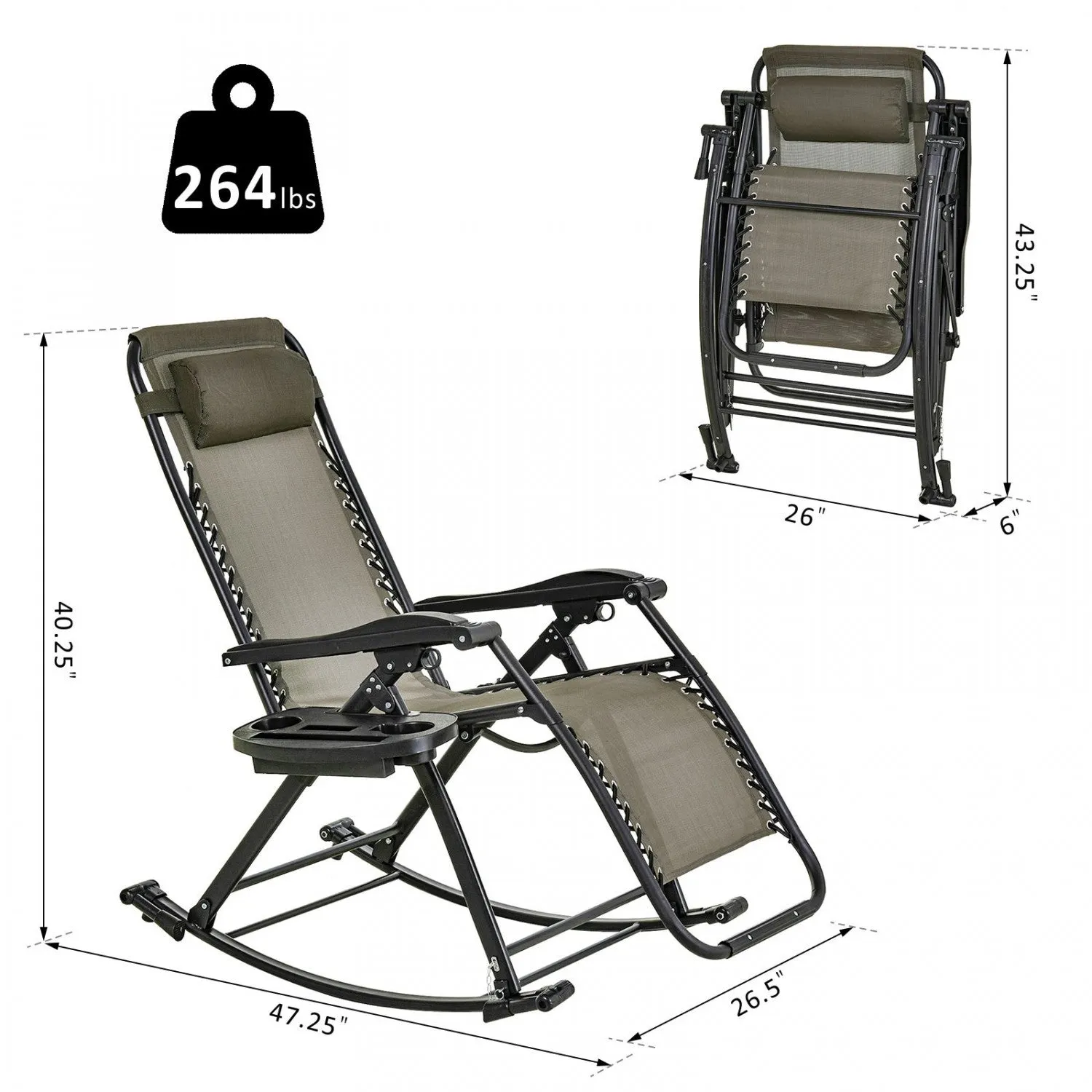 Outsunny 2 In 1 Adjustable Lounge Chair Grey
