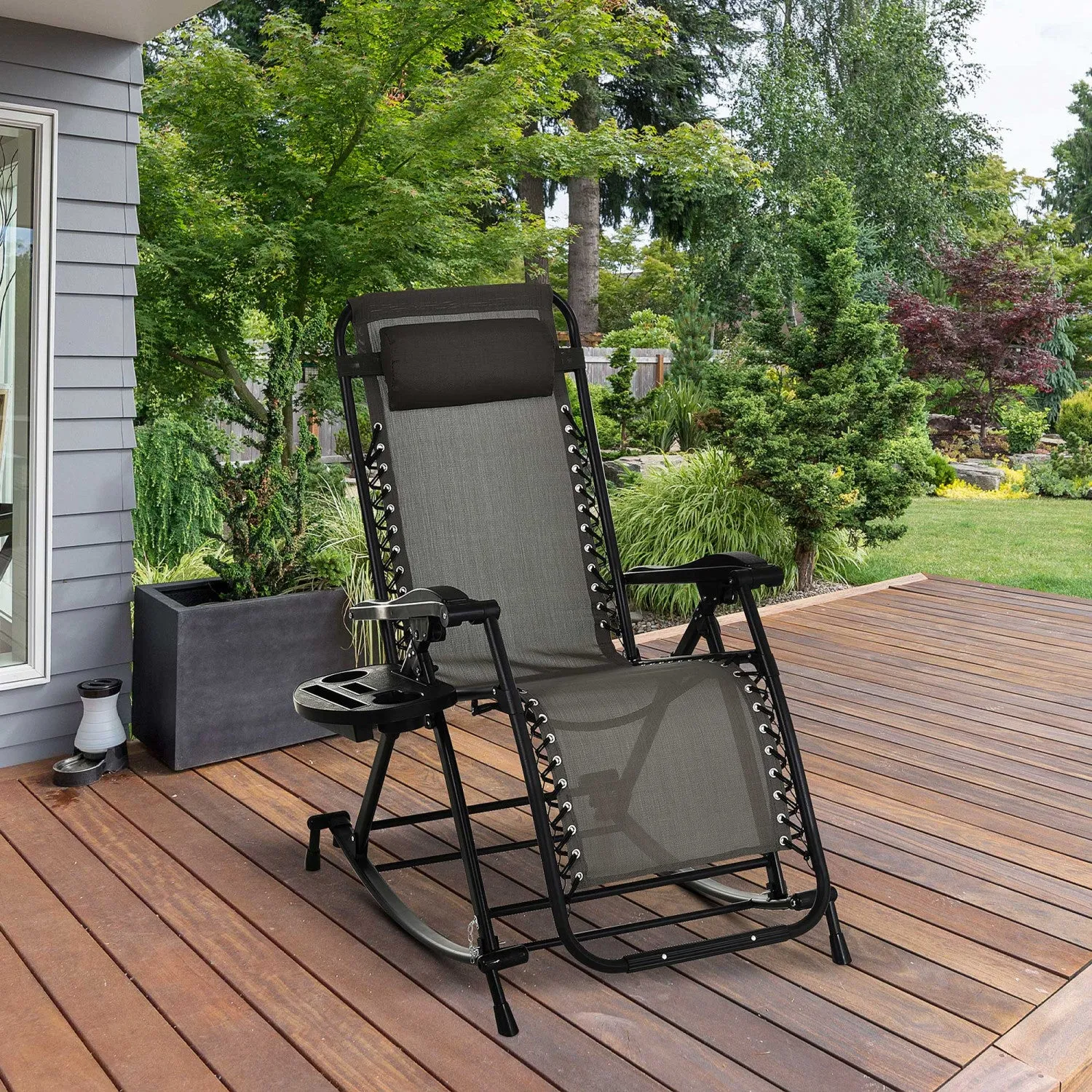Outsunny 2 In 1 Adjustable Lounge Chair Grey
