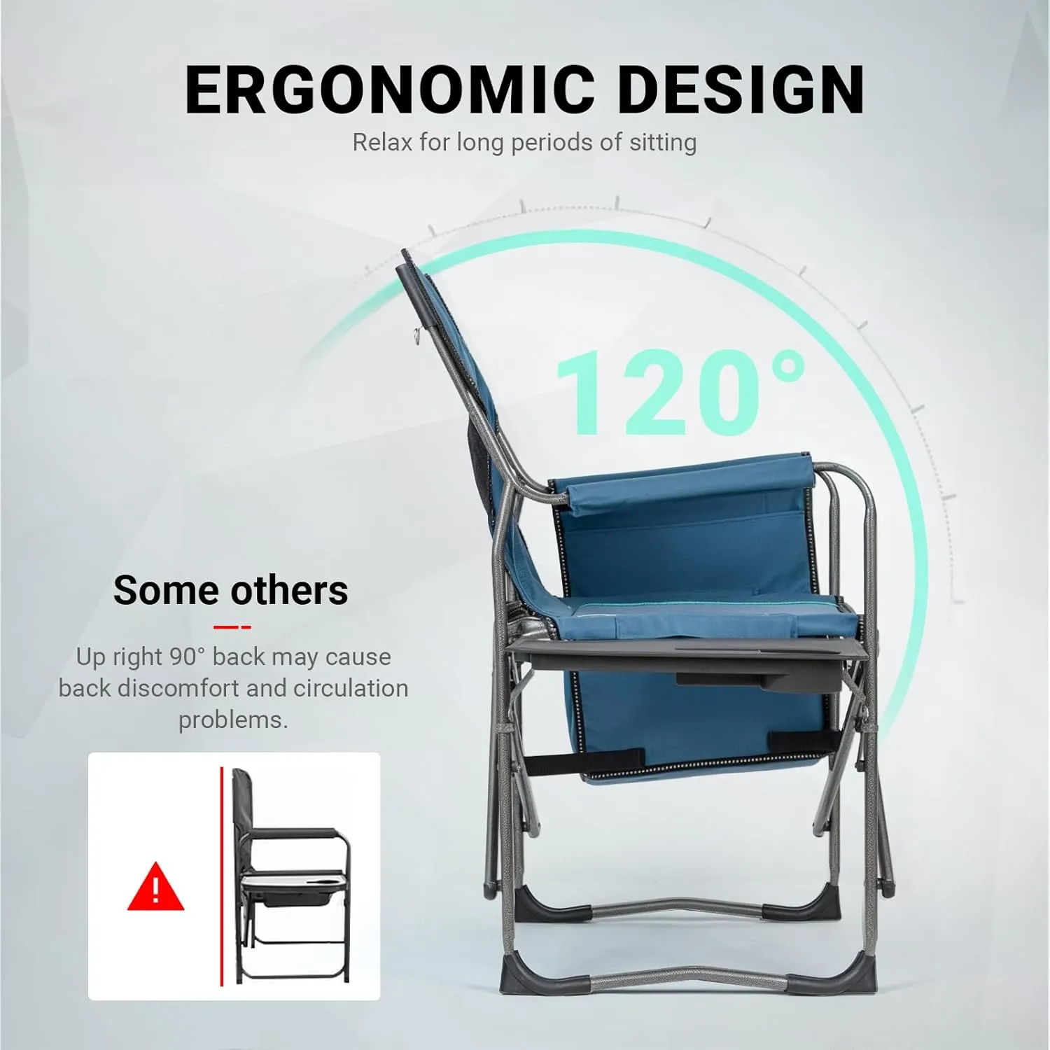 Overmont Oversized Lightweight Camping Chair - Comfortable Heavy Duty Foldable Directors Chairs with Side Table & Cooler Bag for Outside Camp Beach Picnic Lawn and Fishing Supports 400lbs
