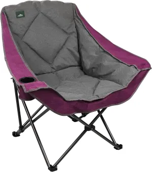 Oversized Foldable Camping Chair, Outdoor Padded Lawn Chair w/Cup Holder,Carry Bag for Beach, Hiking, and Picnics,Heavy-Duty 300-lbs Capacity, Purple