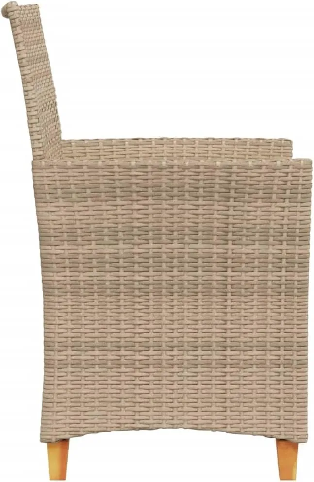Patio Dining Chairs Camping Chair Dining Chairs Lounge Chair - Patio Chairs with Cushions 2 pcs Beige Poly Rattan&Solid Wood for Campsites Garden Beaches Terrace