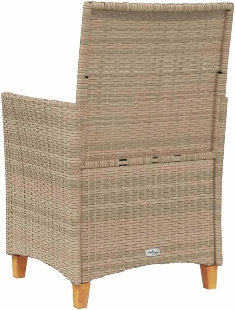 Patio Dining Chairs Camping Chair Dining Chairs Lounge Chair - Patio Chairs with Cushions 2 pcs Beige Poly Rattan&Solid Wood for Campsites Garden Beaches Terrace