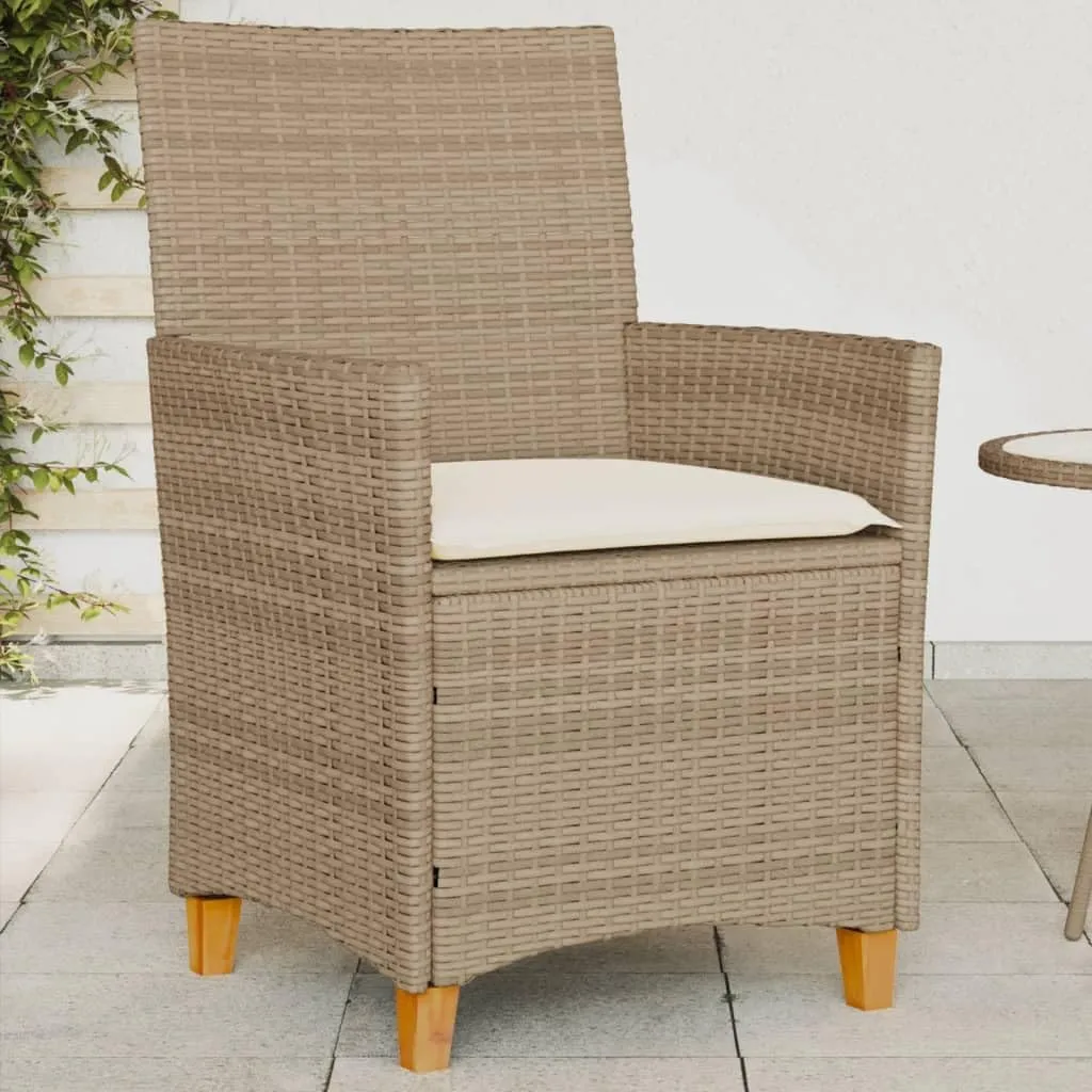 Patio Dining Chairs Camping Chair Dining Chairs Lounge Chair - Patio Chairs with Cushions 2 pcs Beige Poly Rattan&Solid Wood for Campsites Garden Beaches Terrace