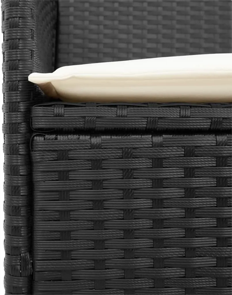 Patio Dining Chairs Camping Chair Dining Chairs Lounge Chair - Patio Chairs with Cushions 2 pcs Black Poly Rattan&Solid Wood for Campsites Garden Beaches Terrace
