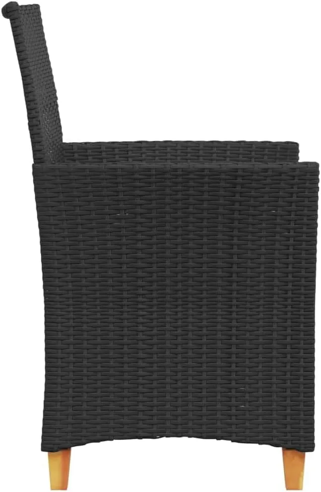 Patio Dining Chairs Camping Chair Dining Chairs Lounge Chair - Patio Chairs with Cushions 2 pcs Black Poly Rattan&Solid Wood for Campsites Garden Beaches Terrace