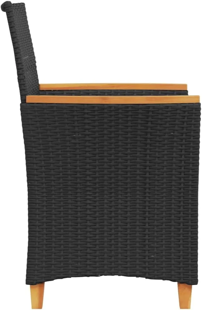 Patio Dining Chairs Camping Chair Dining Chairs Lounge Chair - Patio Chairs with Cushions 2 pcs Black Poly Rattan&Solid Wood for Campsites Garden Beaches Terrace