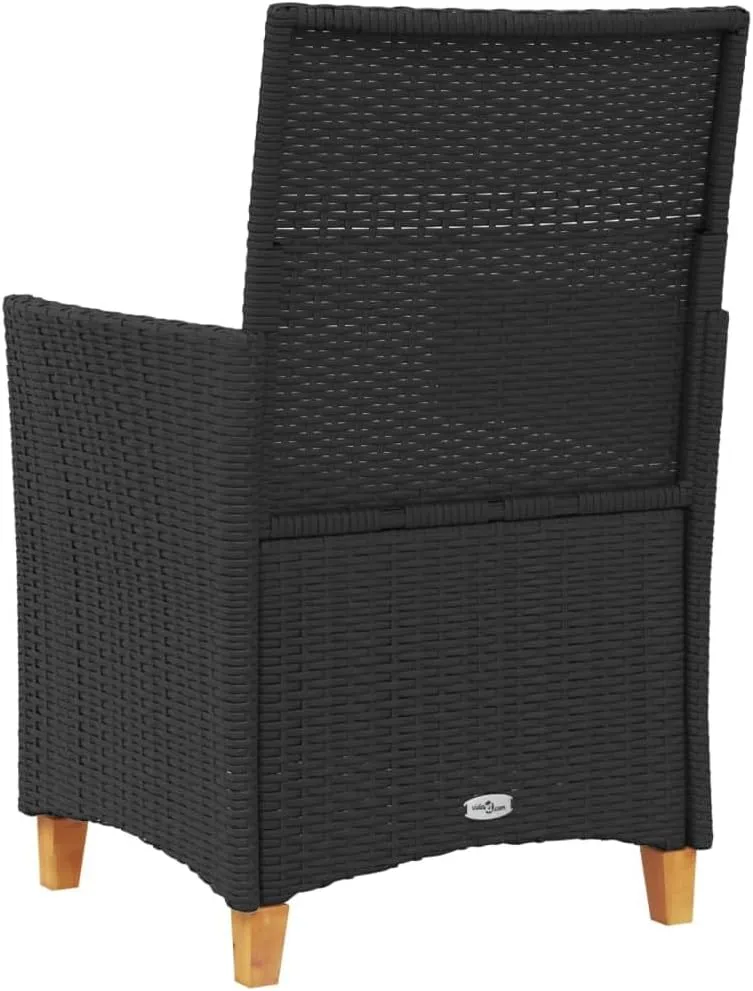 Patio Dining Chairs Camping Chair Dining Chairs Lounge Chair - Patio Chairs with Cushions 2 pcs Black Poly Rattan&Solid Wood for Campsites Garden Beaches Terrace
