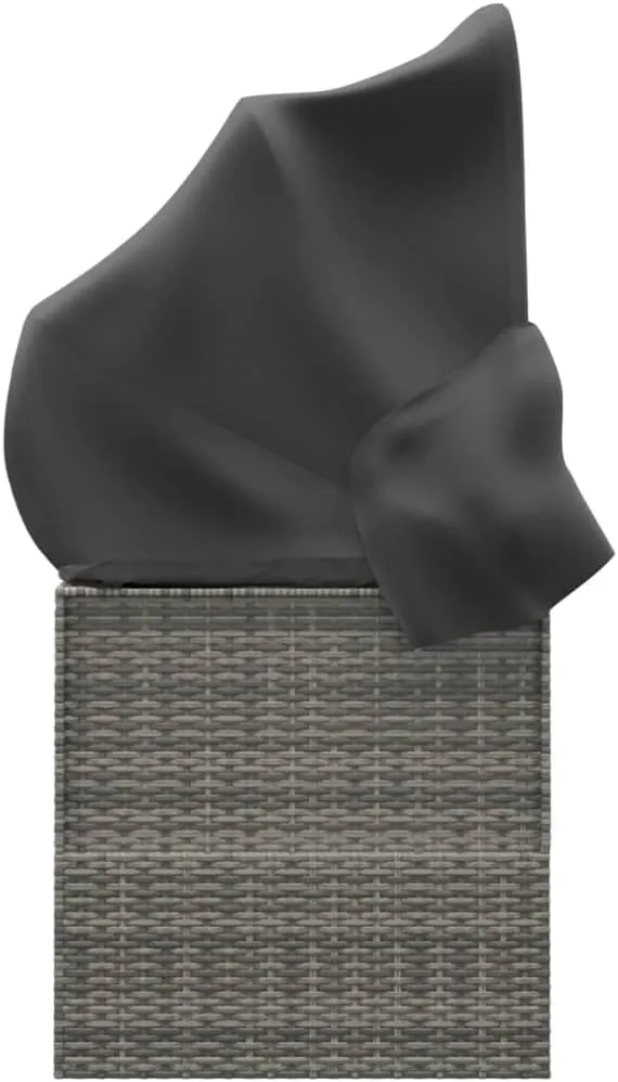 Patio Lounge Bed with Roof and Cushions Gray Poly Rattantanning Chair Recliner Camping Chairs Patio Suitable for Garden Courtyard