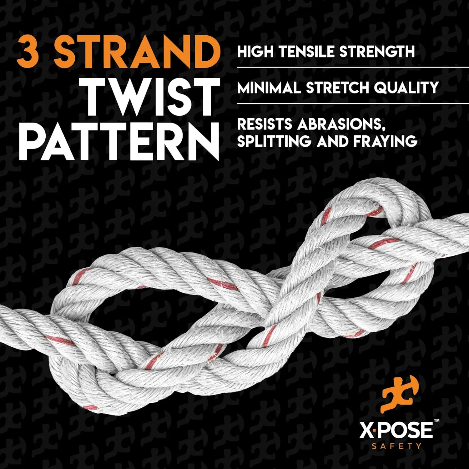 Poly Combo 3 Strand Safety Rope - 5/8" x 1200' - UV Coated Polypropylene Rope - by Xpose Safety