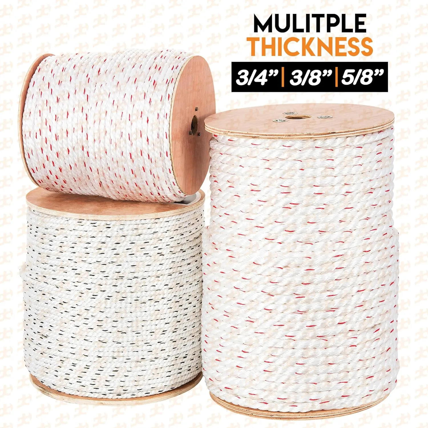 Poly Combo 3 Strand Safety Rope - 5/8" x 1200' - UV Coated Polypropylene Rope - by Xpose Safety