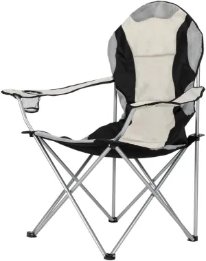 Portable Camping Chair with Back Support, Folding Outdoor Padded Lawn Chair with Cup Holder Storage for Hiking, Lawn, Concert, Fishing, Iron Frame, 600D Fabric