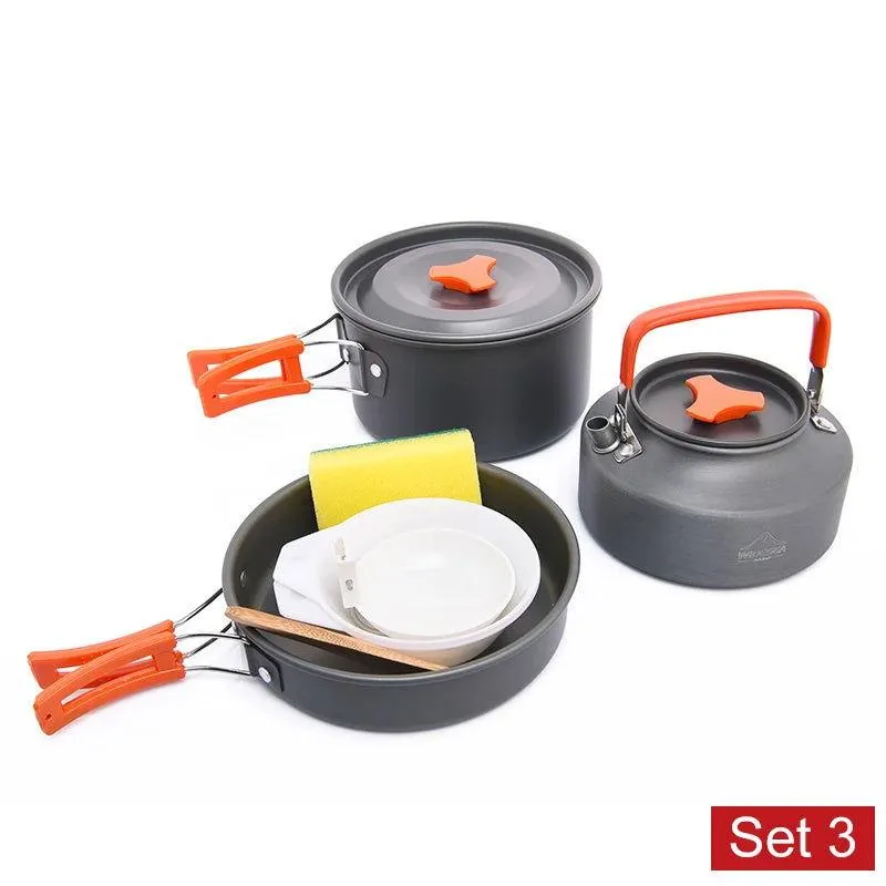 Portable Camping Cookware Set – Nonstick Kettle, Frying Pan, and Bowl for Outdoor Cooking, Hiking, and Picnics