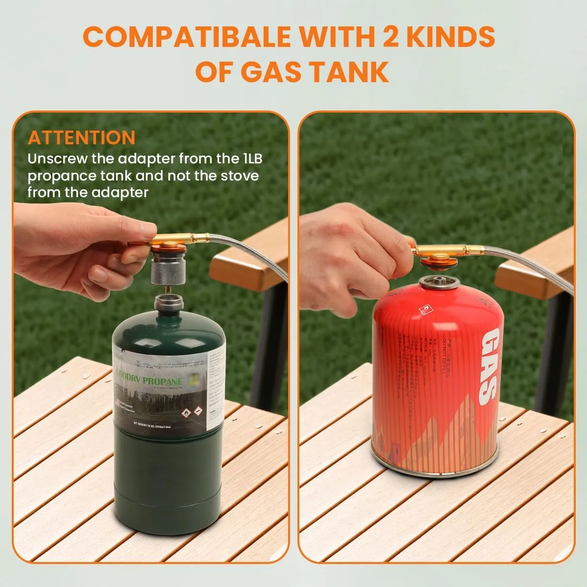 Portable Camping Stove with Propane Adapter - GEEKHOM 3800W Windproof Gas Stove Foldable Backpacking Stove, Piezo Ignition & Stable Pot Support for Outdoor Cooking Hiking