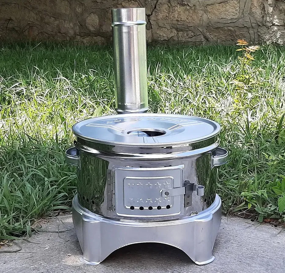 Portable Guvec Mangal Soba Clay Grill Barbecue Stove 15-inch for Outdoor Camping Chrome Stove