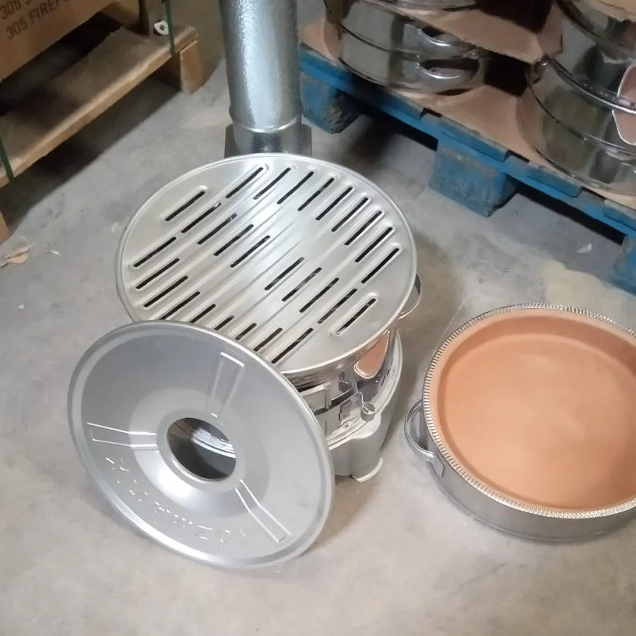 Portable Guvec Mangal Soba Clay Grill Barbecue Stove 15-inch for Outdoor Camping Chrome Stove