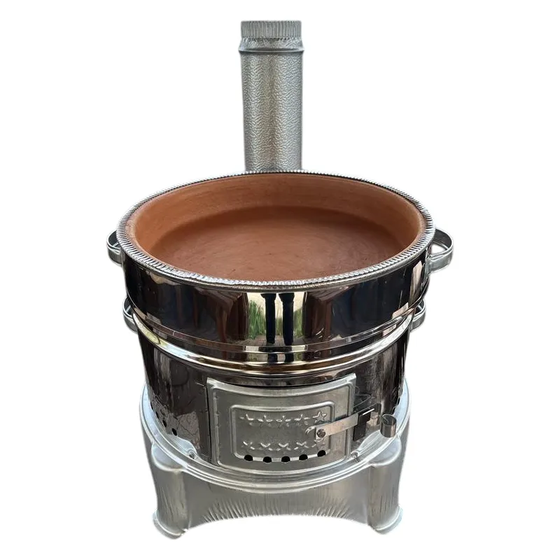Portable Guvec Mangal Soba Clay Grill Barbecue Stove 15-inch for Outdoor Camping Chrome Stove