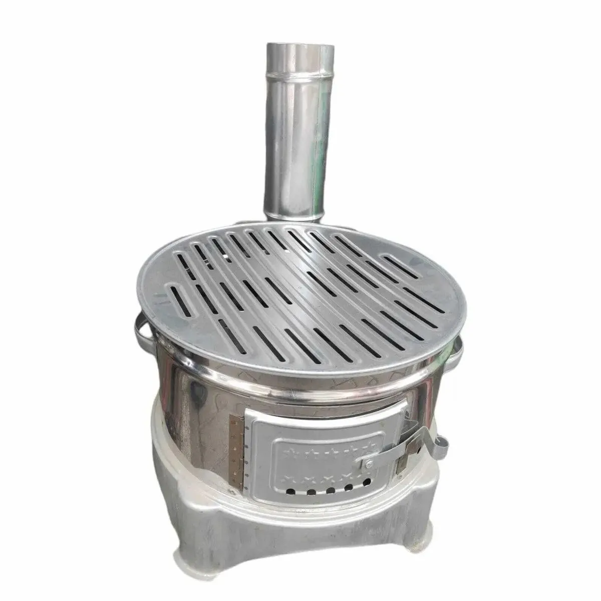 Portable Guvec Mangal Soba Clay Grill Barbecue Stove 15-inch for Outdoor Camping Chrome Stove