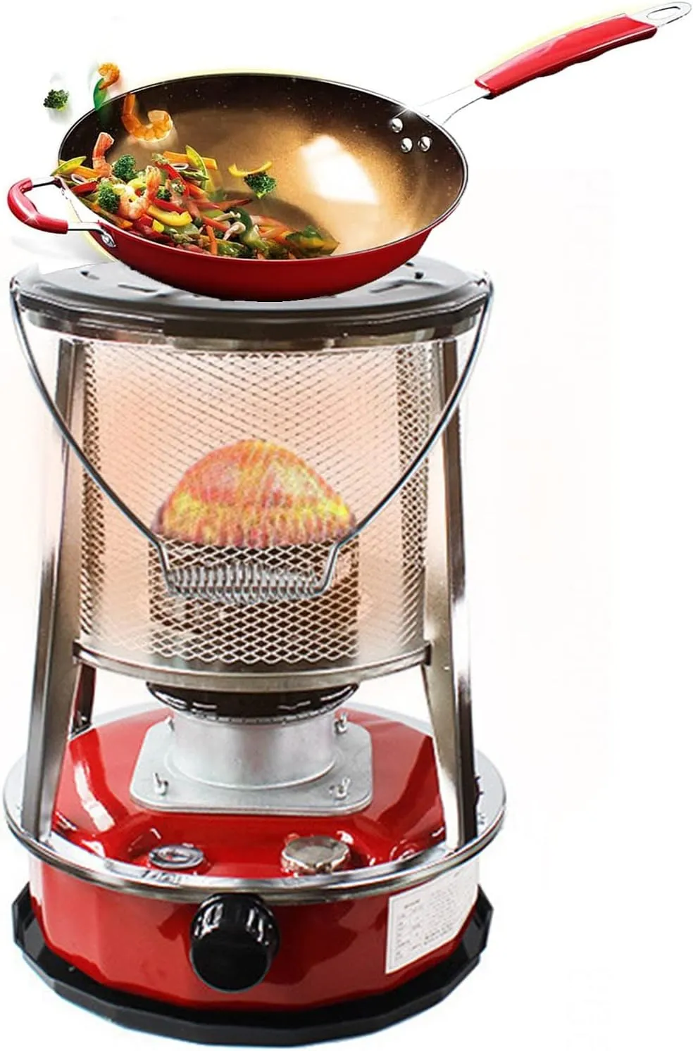 Portable Petroleum Stove,Indoor Kerosene Heater Without Electricity,Kerosene Stove With Storage Bag and 5 Wicks,Paraffin Stove Burner for Outdoor Camping Patio Tent Hiking Deck,4.6L-Red