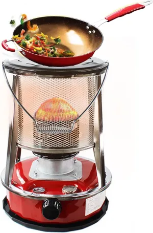 Portable Petroleum Stove,Indoor Kerosene Heater Without Electricity,Kerosene Stove With Storage Bag and 5 Wicks,Paraffin Stove Burner for Outdoor Camping Patio Tent Hiking Deck,4.6L-Red