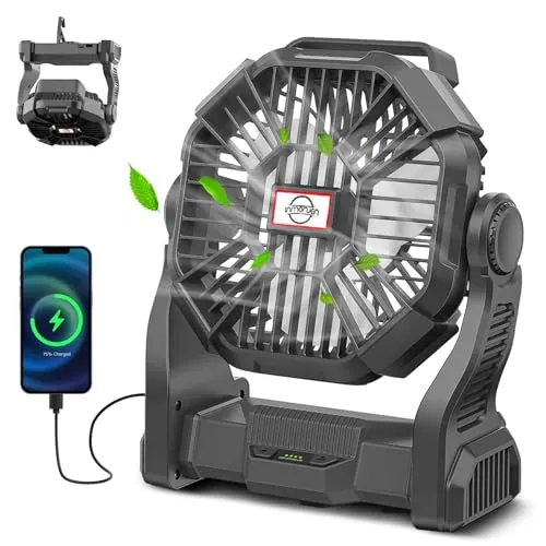Portable Rechargeable Camping Fan for Tent,10400mAh Battery Operated Outdoor Fan