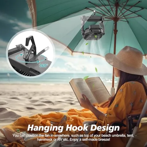 Portable Rechargeable Camping Fan for Tent,10400mAh Battery Operated Outdoor Fan