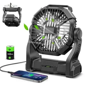 Portable Rechargeable Camping Fan for Tent,10400mAh Battery Operated Outdoor Fan