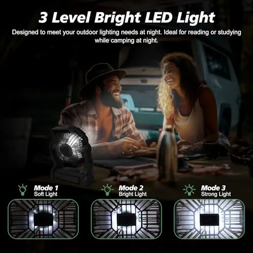 Portable Rechargeable Camping Fan for Tent,10400mAh Battery Operated Outdoor Fan