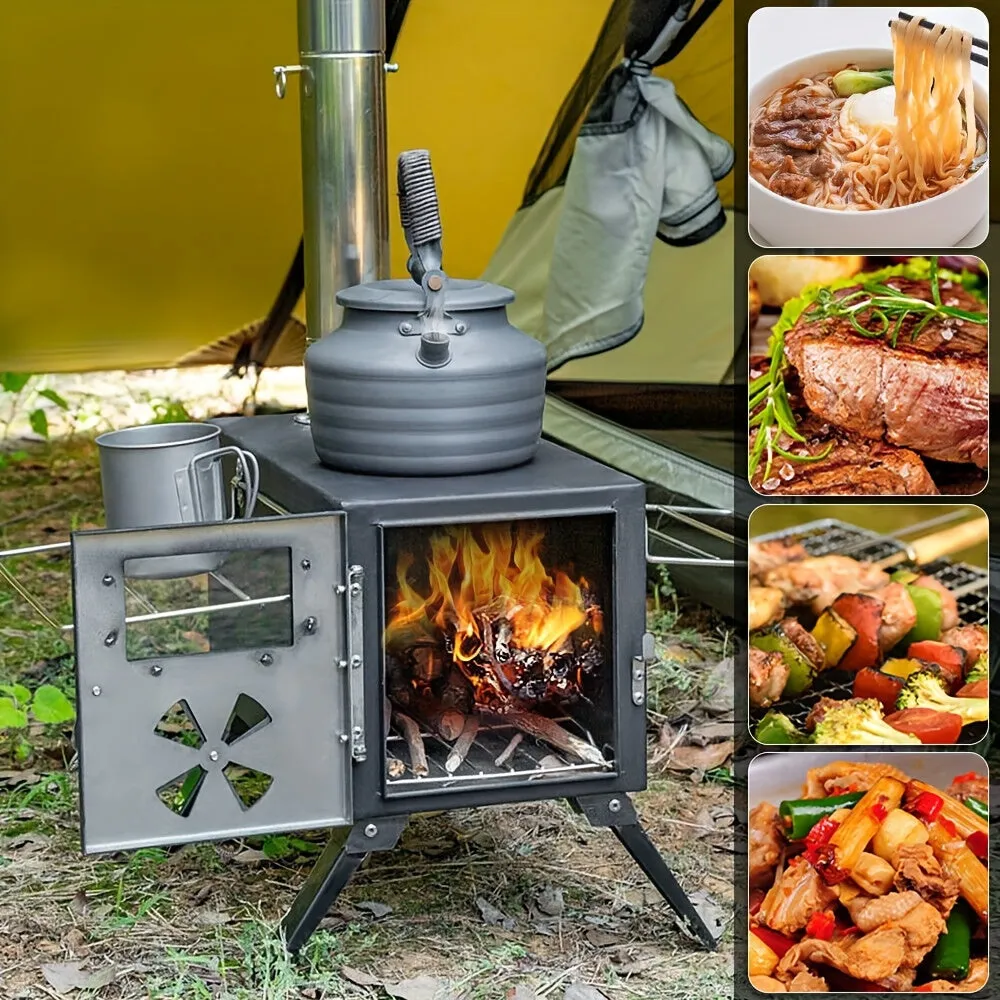 Portable Tent Stove Outdoor portable wood burning stove, tent heating stove, camping, ice fishing, cooking, hiking, travelling