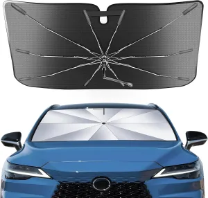 Portable Windshield Sunshade Umbrella for 2023-2025 Lexus RX Models 350/350h/350 F Sport/ 350L, 2 in1 Ice Crystal Durable Compact Shade Umbrella UPF50  UV Front Window Protection Outdoor Camping