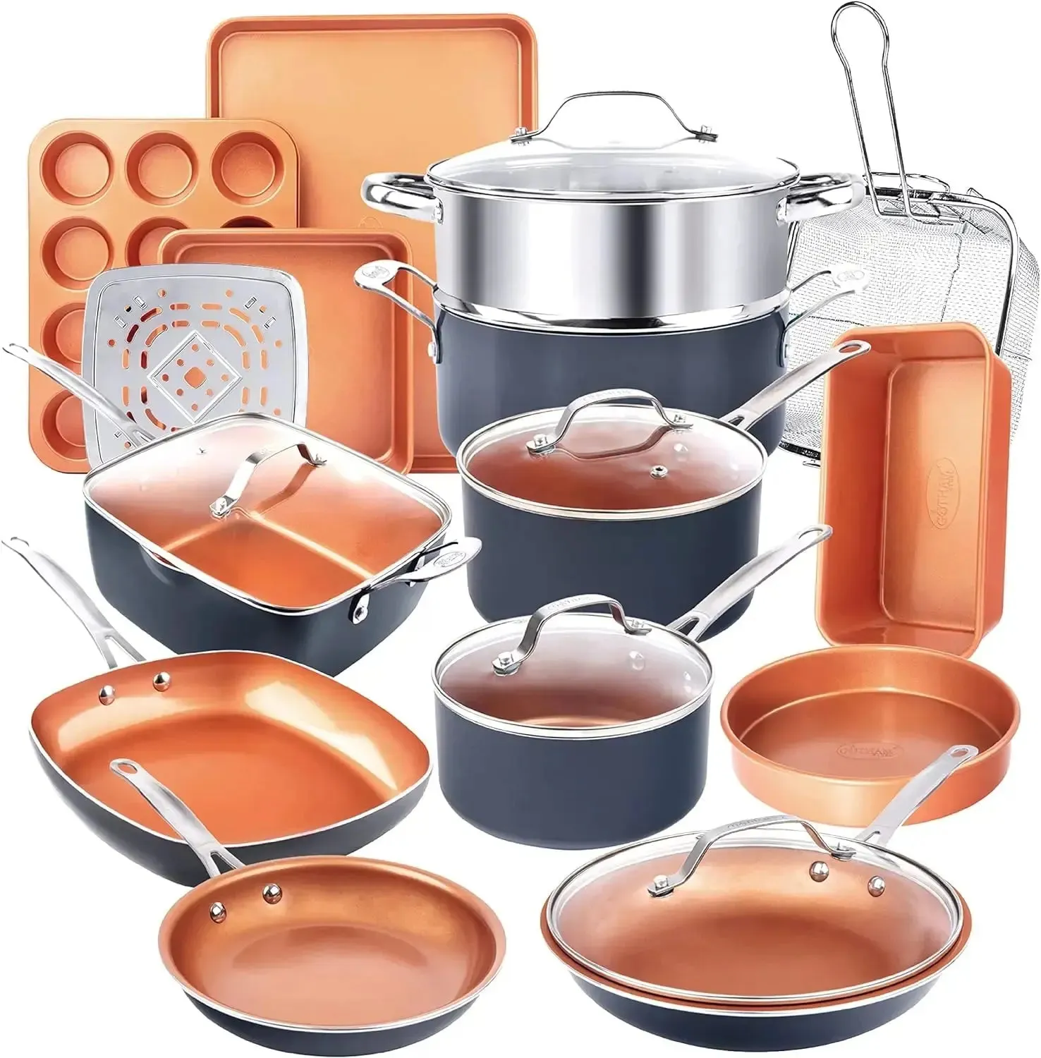 Pots and Pans Set – Ceramic Bakeware, Nonstick Cookware with Lids
