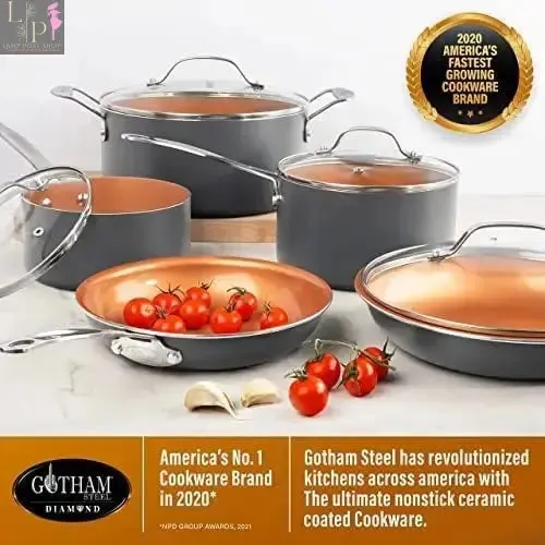 Pots and Pans Set – Ceramic Bakeware, Nonstick Cookware with Lids