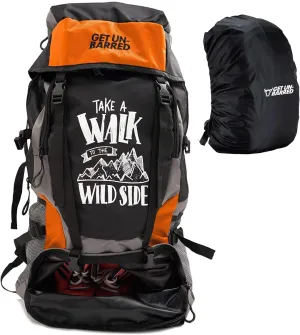 Presents Get Un-barred 55 Ltr Rucksack Hiking & Trekking Luggage Travelling Backpack for Men & Women (Orange & Black)
