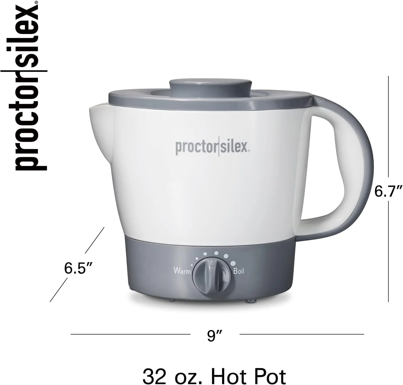 Proctor Silex 32oz Adjustable Temperature Hot Pot, Electric Kettle for Tea, Boiling Water, Cooking Ramen, Noodles and Soup, PFAS-Free Nonstick Coating, White (48507MN)