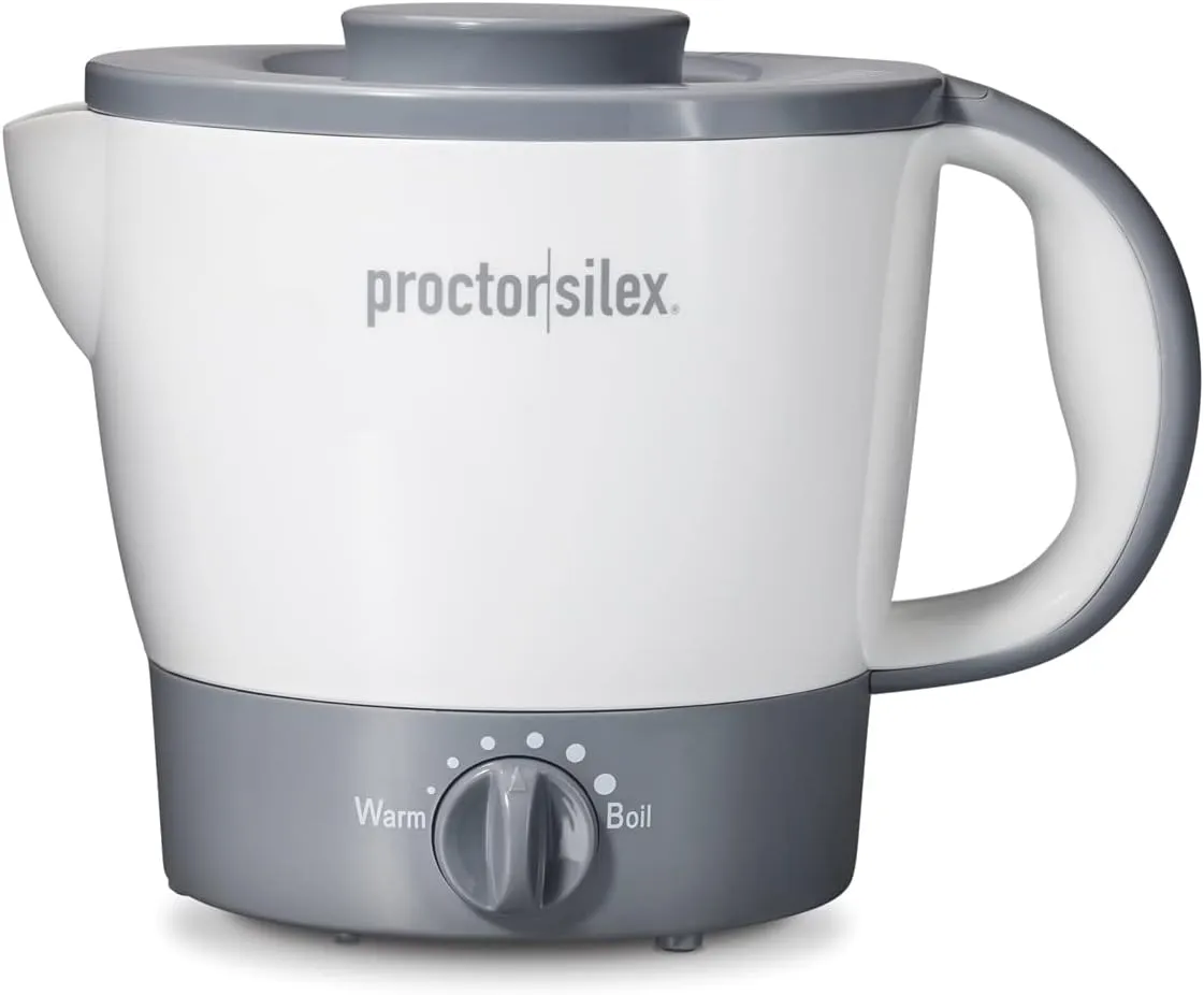 Proctor Silex 32oz Adjustable Temperature Hot Pot, Electric Kettle for Tea, Boiling Water, Cooking Ramen, Noodles and Soup, PFAS-Free Nonstick Coating, White (48507MN)