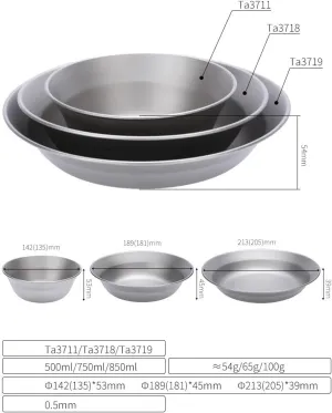 Pure Titanium Bowl Outdoor Camping Portable Tableware Household Salad Plate