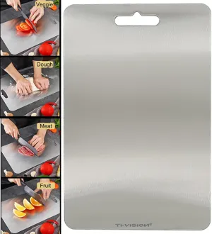 Pure Titanium Cutting Board Ultra-Durable Double-sided Chopping Board Ideal for Professional Chefs,Kitchen Food Preparation and Outdoor Camping (Large)