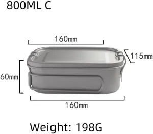 Pure Titanium Lunch Box 800ML Outdoor Camping Portable Square Lunch Box Household Tableware