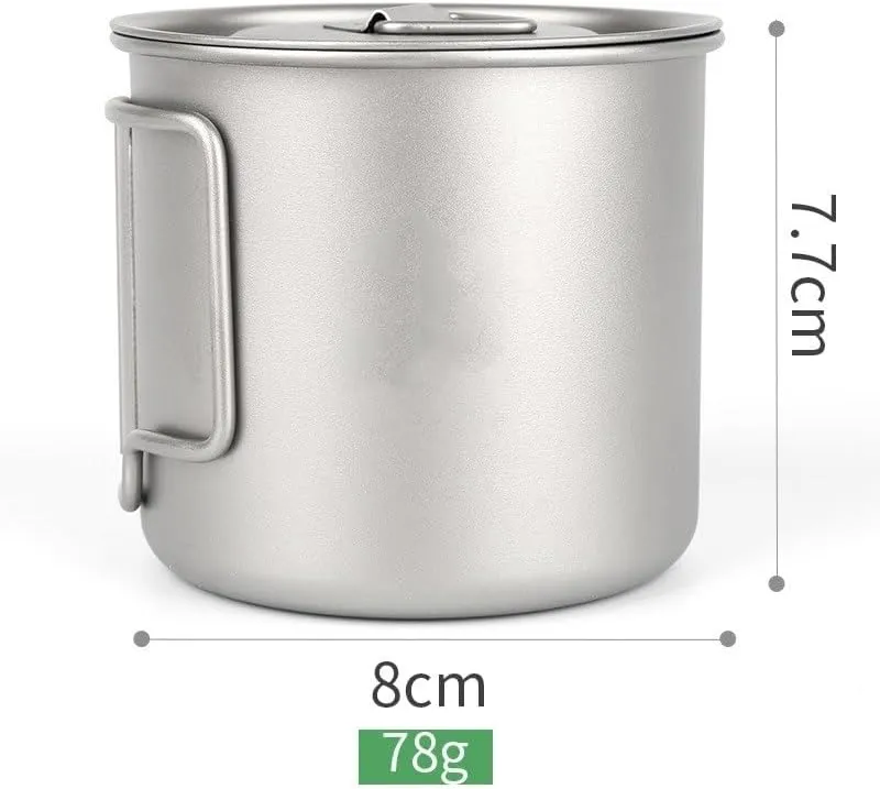 Pure Titanium Mug 350ML Outdoor Camping Household Folding Water Cup Coffee Cup With Lid(1PC)