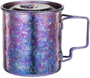 Pure Titanium Mug 420ML, Portable Folding Water Cup, Suitable For Outdoor Camping And Leisure(PURPLE 2)