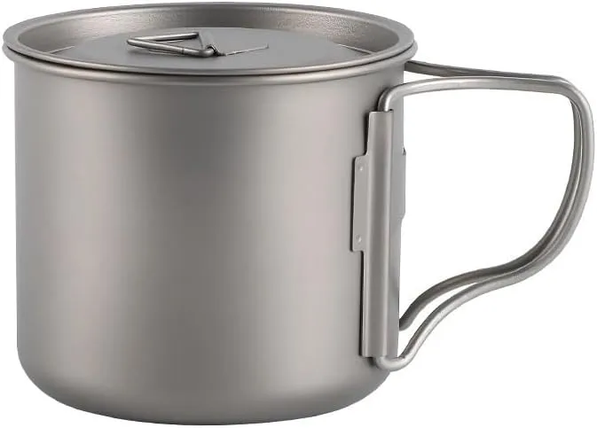 Pure Titanium Mug, Foldable Portable Coffee Mug With Lid, Suitable For Outdoor Camping Or Home Use(500ml)