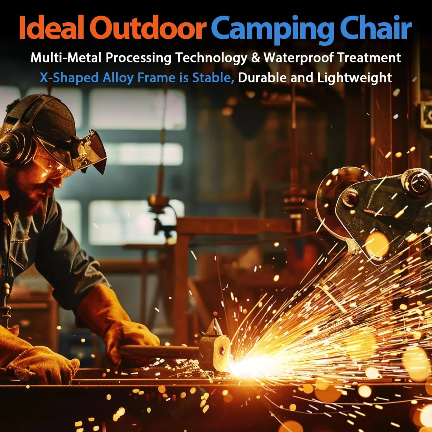 QUYUAN Heated Camping Chair with 20,000 mAh Battery, Fully Padded Heated Camp Chairs, Loog-Lasting for 500 Mins, Heavy Duty Folding Chairs Supports 500 lbs for Camping, Outdoor Sports, Picnics, Beach