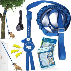 Race&Herd | Tug-A-Jay Outdoor Bungee Rope Toy | Interactive Tree Hanging Exercise Dog Toy for Small to Large Breeds | Durable Tug of War Chew & Tether Play Cord Toys