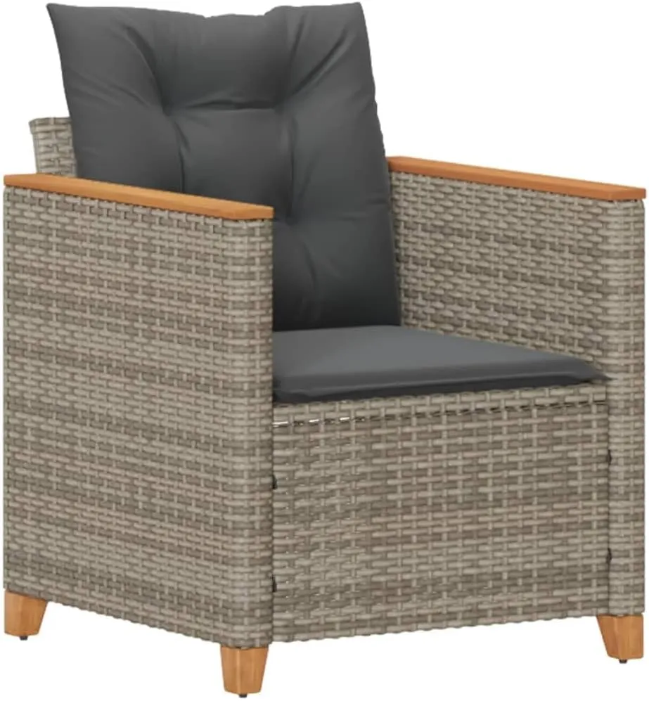 Relaxing Chair Camping Chair Dining Chairs Lawn Chairs - Patio Chair with Cushions Gray Poly Rattan for Park Campsites Terrace Outside